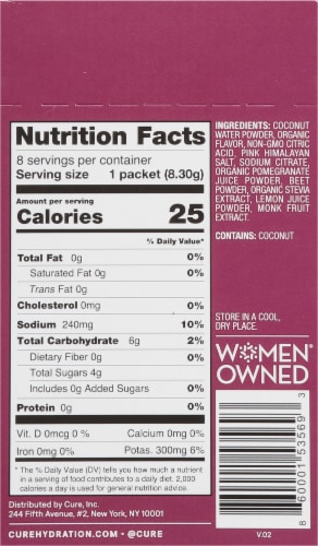 Cure® Berry Pomegranate Hydrating Electrolyte Mix Perspective: back
