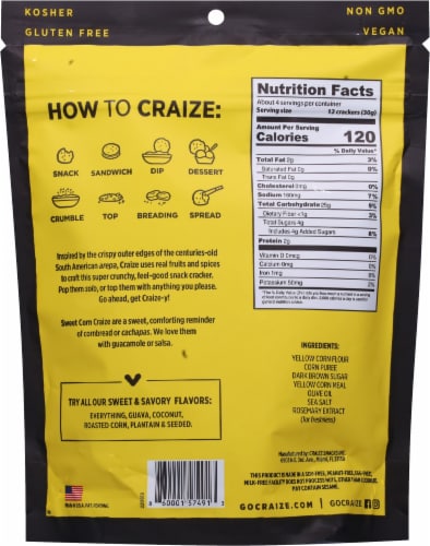 Craize® Sweet Corn Toasted Corn Crisps Perspective: back