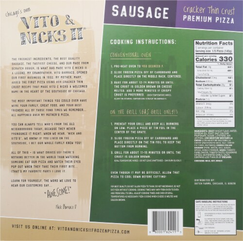 Vito and Nicks II® Sausage Cracker Thin Crust Frozen Premium Pizza Perspective: back