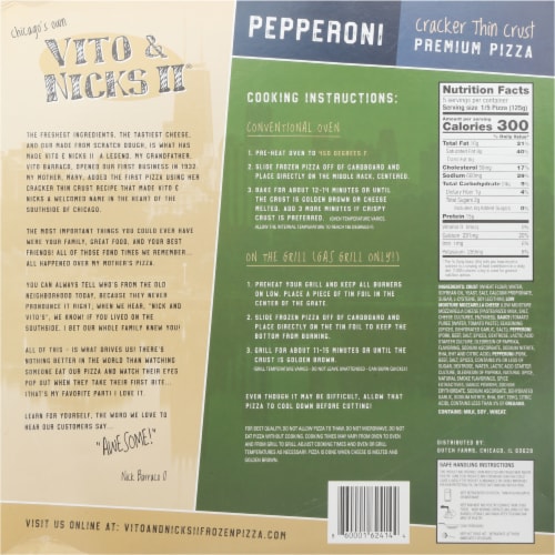 Vito and Nicks II Pepperoni Cracker Thin Crust Frozen Pizza Perspective: back