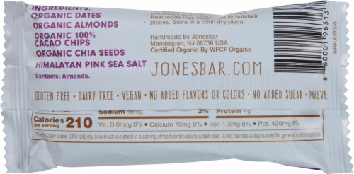 JonesBar Organic Almond Dark Chocolate Bar Perspective: back