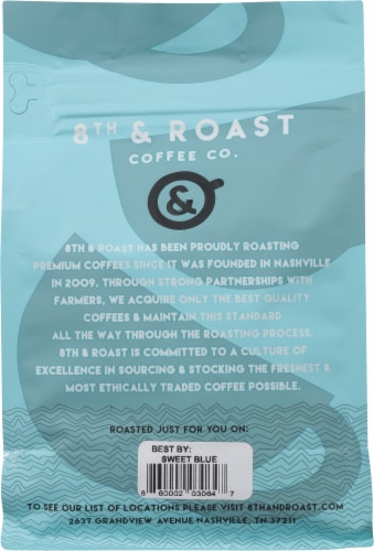 8th & Roast Sweet Blue Medium Roast Whole Bean Coffee Perspective: back