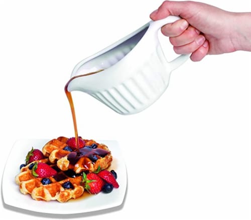 14 oz White Ceramic Electric Gravy Boat Warmer with Lid and Detachable Power Cord Perspective: back