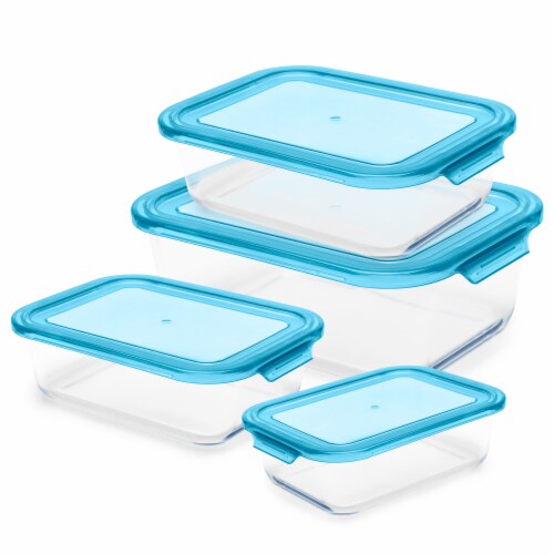 Oven Safe Glass Food Storage Container Set with Plastic Lids - 4 Pack, 4 PC  - QFC