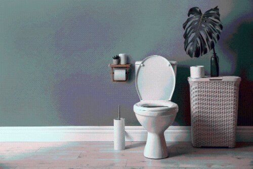 Bamboo Single Toilet Paper Holder with Shelf Perspective: back