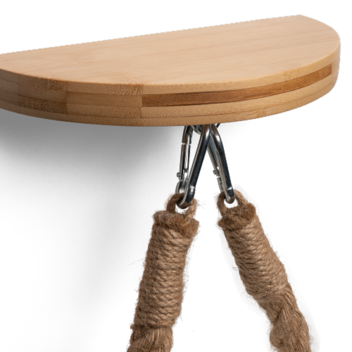 Bamboo Toilet Paper Holder w/ Rope and Shelf Perspective: back