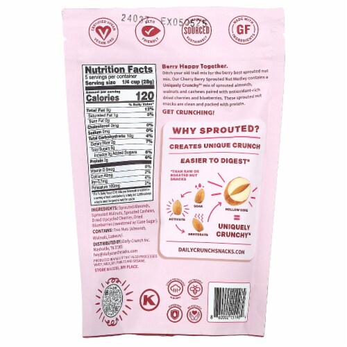 Cherry Berry Sprouted Nut Medley, 4 oz Perspective: back