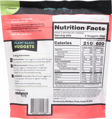 Rebellyous Foods Plant-Based Nuggets Perspective: back