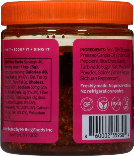 Mr Bing Mild Chili Crisp Sauce Perspective: back