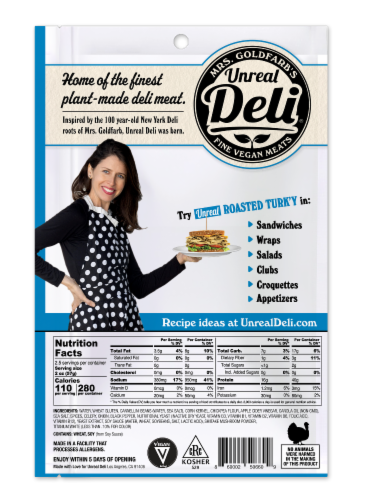 Unreal Plant-Based Roasted Turk'y Deli Slices Perspective: back