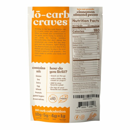 Livlo Granolo Cinnamon Almond Pecan Keto Granola Perspective: back