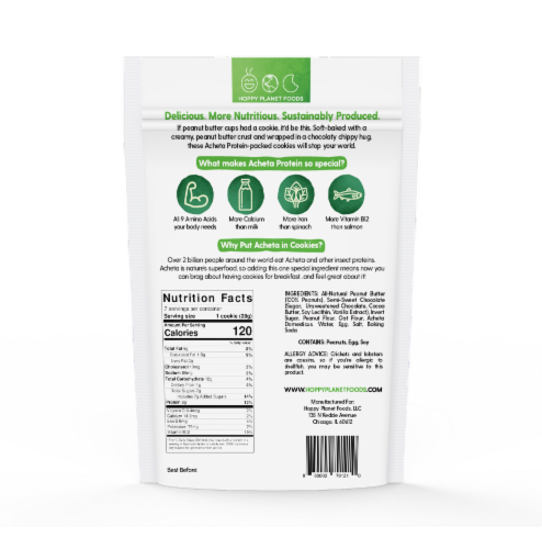 Hoppy Planet Foods Soft Baked Acheta Protein Chocolate Chip Cookies Perspective: back