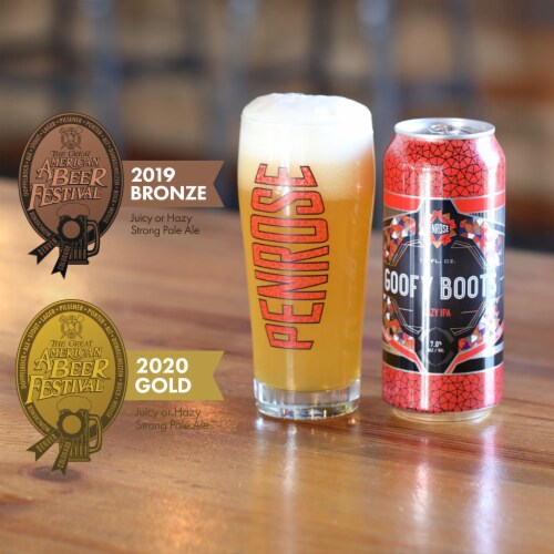Penrose Goofy Boots Hazy IPA Craft Beer Perspective: back