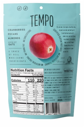 Tempo Cranberry Pecans & Almond Granola Perspective: back