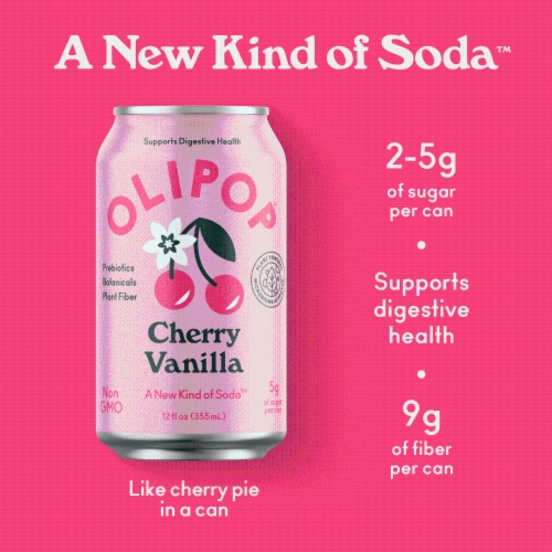 Olipop® Cherry Vanilla Sparkling Tonic Perspective: back