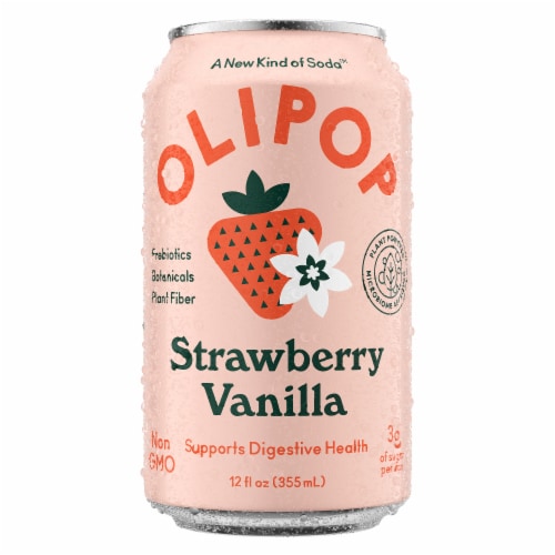 Olipop® Strawberry Vanilla Soda Cans Perspective: back