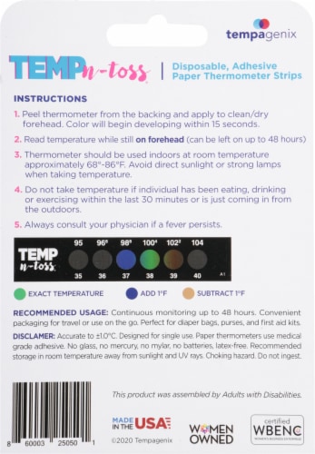 Tempagenix Temp-n-Toss® Forehead Thermometer Strips Perspective: back