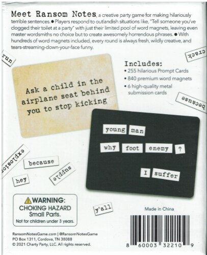 Charty Party Ransom Notes Board Game Perspective: back
