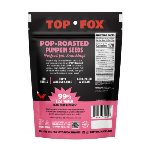 Top Fox® Pop-Roasted Himalayan Salt Pumpkin Seeds Perspective: back