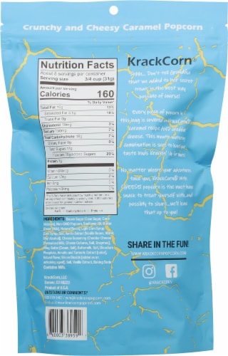 KrackCorn® with Cheese! Crunchy & Cheesy Caramel Popcorn Perspective: back