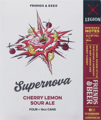 Legion Brewing Supernova Cherry Lemon Sour Ale Perspective: back