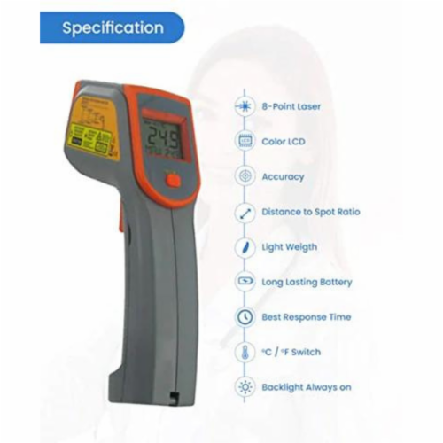 Metris Instruments Model TN418L1 Non-Contact Infrared Thermometer Temp Gun Perspective: back