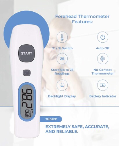 Metris Instruments Non-Contact Infrared Forehead Body Thermometer, THD2FE Perspective: back