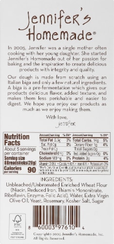 Jennifer's Homemade® All Natural Vegan Rosemary Breadsticks Perspective: back