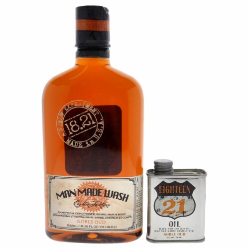 18.21 Man Made Book of Good Grooming Gift Set Volume 5: Noble Oud (Wash 532ml + Oil 60ml ) 2p Perspective: back