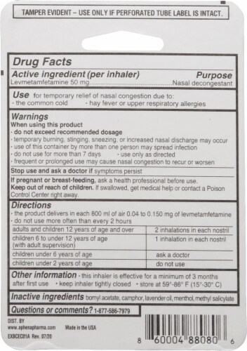 EverClear™ Medicated Vapor Inhaler Perspective: back