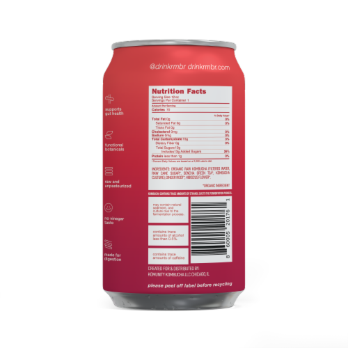 Kommunity Kombucha Hibiscus Ginger Artisanal Kombucha Perspective: back