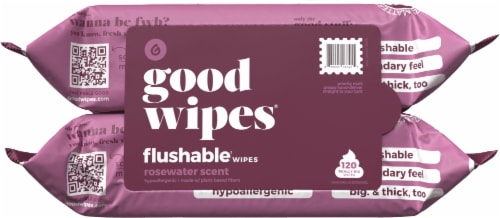 Goodwipes® Rosewater Hypoallergenic Flushable Wipes Perspective: back
