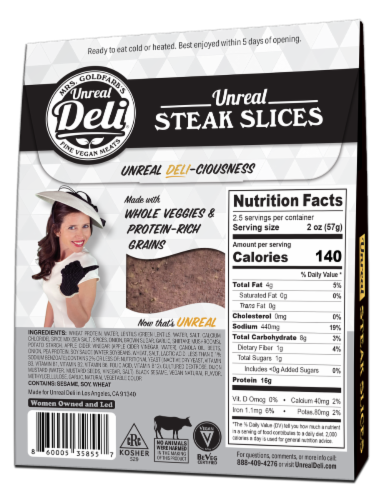 Unreal Deli® Plant-Based Steak Slices Perspective: back