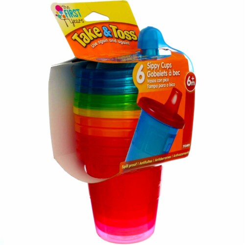 The First Years Take & Toss Sippy Cups, Assorted Colors, 7 oz, 6 Ct (3 pack) Perspective: back