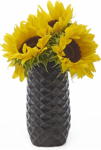 The Amaranth Vase - 7.5  Smarter Vase for Floral Care in Black Perspective: back