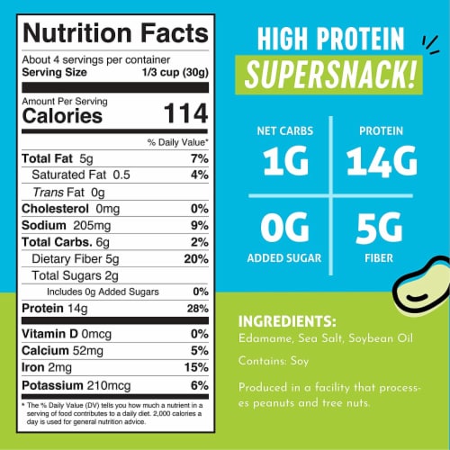 Crunchy Roasted Edamame (Sea Salt) - Healthy Snacks, Keto Protein Gluten-Free & Vegan (3 Pk) Perspective: back