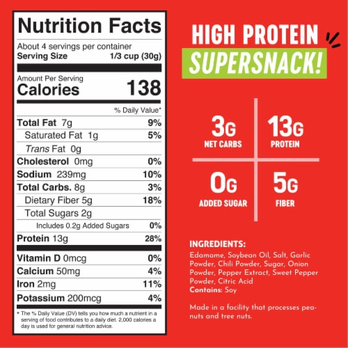 Crunchy Roasted Edamame (Sriracha) - Healthy Snacks, Keto Protein Gluten-Free & Vegan (3 Pk) Perspective: back
