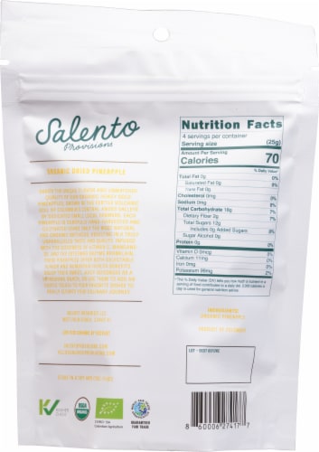 Salento Provisions® Organic Dried Pineapple Perspective: back