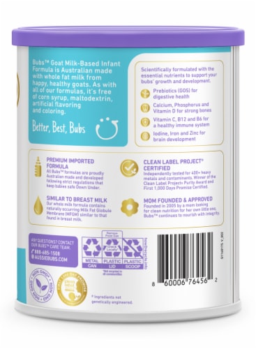 Bubs Goat Milk Infant Formula 0-12 Months Perspective: back