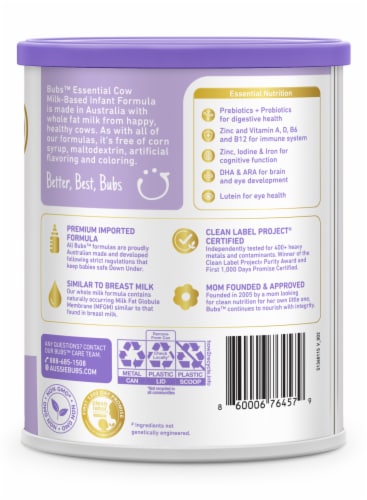 Bubs Essential Infant Formula 0-12 Months Perspective: back