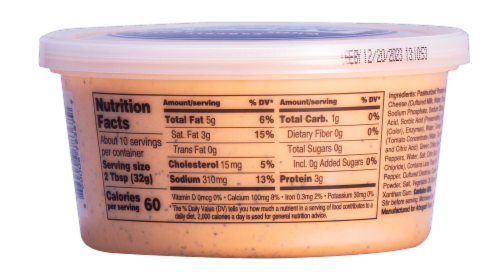 Arbo's Original Cheese Dip™ 12 oz Perspective: back