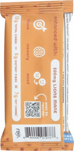 FEEL Focus Brownie Chocolate Chip + Lions Mane Plant Protein Bar Perspective: back