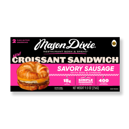 Mason Dixie® Savory Sausage With Egg & Cheese Croissant Sandwich Perspective: back