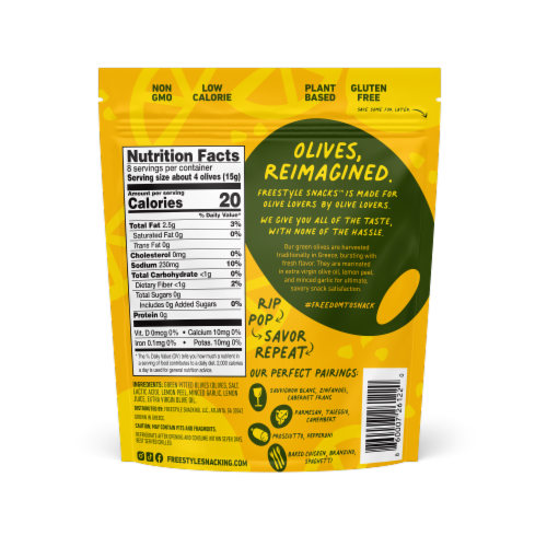 FreeStyle™ Lemon Garlic Greek Green Olives Perspective: back