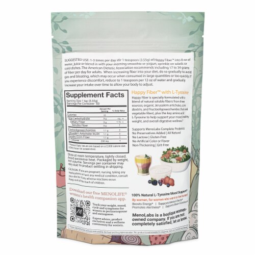Menolabs Happy Fiber Whole Food Soluble Probiotic Fiber Powder Perspective: back