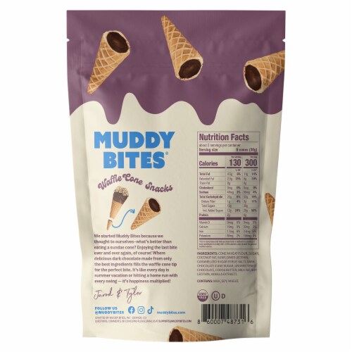 Muddy Bites® Dark Chocolate Waffle Cone Snacks Perspective: back