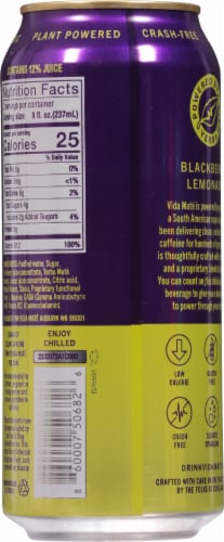 Yerba Maté Vida Maté Blackberry Lemonade Energy Drink Can Perspective: back