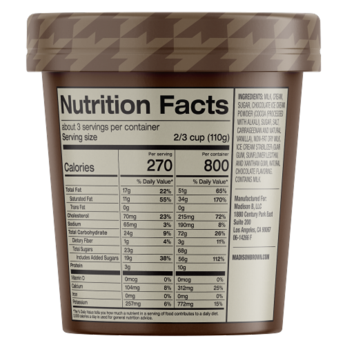 Madison Brown Chocolate Ice Cream Pint Perspective: back