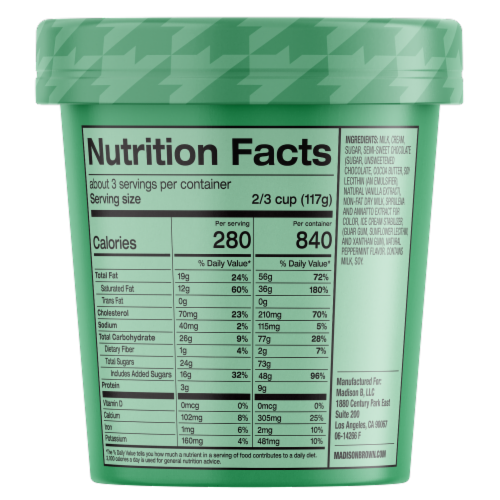 Madison Brown Mint Chocolate Chip Ice Cream Pint Perspective: back