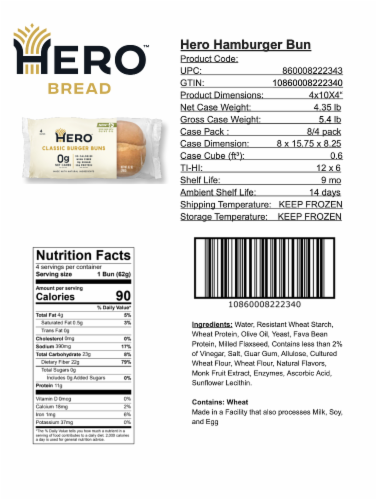 Hero™ 0g Net Carb Classic Hamburger Buns Keto Friendly Perspective: back